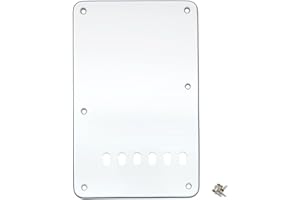 Musiclily 6 Agujeros Placa Trasera Vintage Strat Tapa de Trémolo para Fender American/México Standard Stratocaster Estilo Moderno,3 capas Blanco
