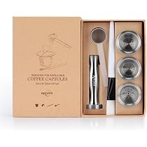 6 Wiederverwendbare Espresso-Kapseln Aus Edelstahl – Kompatibel Mit Nespresso, Mit 204 Deckeln & Zubehör
