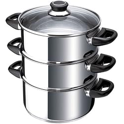 Beka 12030224 Polo Cuit Vapeur 3 Corps + Couvercle Verre en acier inoxydable 20 cm