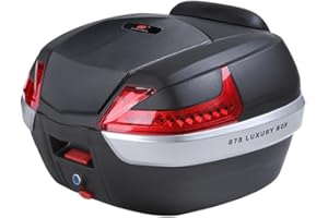 NUACOS Topcase für Roller Groß, 42L Topcase Motorradkoffer, Universal Motorradkoffer & Gepäck Passend für 2 Helme, Top Case für Roller, Motorrad, Mofa & Quad