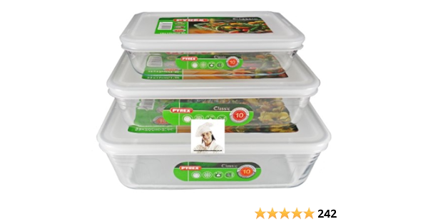 Pyrex Behalter Inklusive Kunststoffdeckel 3 Stuck Grossen 19 Cm 22 Cm 25 Cm Amazon De Kuche Haushalt