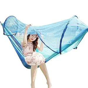 Portable Camg Hammock Outdoor Parachute Hammock Hammock Swing Bed with Mosquito Net for Outdoor Camg(Type4) -Layfoo