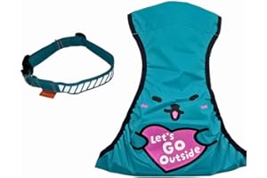 MUDLESS Waterproof Pet Dog Collar-on Belly Vest Jacket Cover, Lightweight Breathable Outdoor Indoor - Clean & Dry in Rain Snow Mud (Turquoise, Let's Go, M)