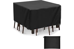 Landrip Pokrowiec na meble ogrodowe 200x200x90cm-Wodoodporny, Wytrzymały materiał Oxford 420D, Prostokątny obrus na stół ogrodowy, Wiatroszczelny, Ochrona mebli tarasowych