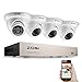 Produktbild ZOSI 4 Kanal Überwachungsset 4CH 1080P DVR Recorder mit 4x 2,0MP 1080P Weiß Dome Überwachungskamera ohneFestplatte, Wasserdicht, 20M IR Nachtsicht