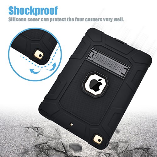 Dailylux Funda para Nuevo iPad 9 7 ulgada 2017 2018 Esquina Parachoques Amplificaci  n de Sonido Protecci  n de Alta Resistencia y Protector Incorporado de Pantalla para Apple iPad 9 7 pulgada 2017 2018-negro