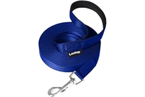 Loutep Trainingsleine für Hunde, 3 m, strapazierfähig, Nylon, Lange Leine, Hundeleine mit gepolstertem Griff und robustem Drehhaken, Blau