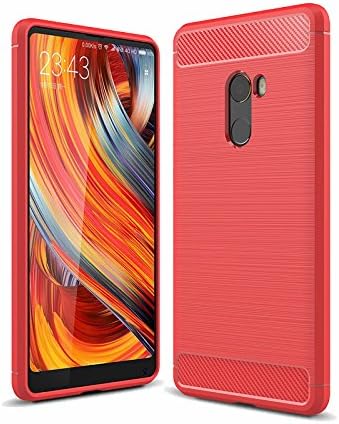 Leasdia Xiaomi Mi Mix 2 Case, Ultra Light ShockProof Brushed Rugged Grip Silicone Slim Protective Designer Matte Case for Xiaomi Mi Mix 2+Free Screen Protector (Red)