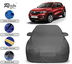 ROODS AUTO Prime Quality Car Cover for Renault Kwid Waterproof with Triple Stitched Fully Elastic Ultra Surface Body Protection (Grey Look)