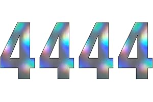 ZARB 【Pack of 4】Multi Shine Silver Wheelie Bin Number (4) Self Adhesive Water Resistant Stickers, 7 Inches Bin Numbers for Wheelie Bins Dustbins Garbage bins (4)