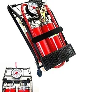 bosig Latest 100 Psi Double Barrel High-Pressure Air Foot Pump for Bicycle, Bike,Motorcycle, Car, Basketball, Inflatable -Multi Color