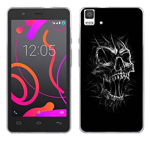 Fubaoda  Cabeza de cr  neo blanco y negro  Funda Carcasa Gel Transparente para BQ E5 4G  Ultra Fina  Silicona TPU de Alta Resistencia y Flexibilidad