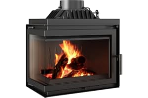 KRATKI SIMPLE Camino a legna 8 kW Ø 150 in ghisa con inserto per presa d'aria - stufa a legna Conforme BImSchV 2, Efficienza termica 80% - Inserto per camino riscalda a 100 m², apertura a sinistra