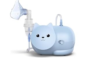 OMRON Healthcare Nami Cat Nébuliseur de compresseur adapté aux enfants pour traiter la toux et le rhume, la bronchite, l'asthme, etc. Bleu clair