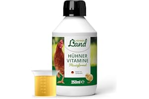 HÜHNER Land Vitamines pour poulets 250 ml – Complément alimentaire pour poulet, concentré de vitamines avec vitamine ADEC I Complément alimentaire pour l'approvisionnement en vitamines des poulets,