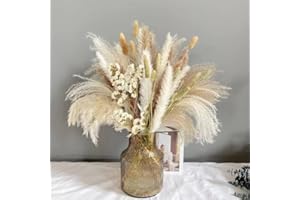 GUKASXI Lot de 79 Herbes de Pampa Fleurs séchées Bouquet de Pampa 45cm, Séchées Naturelles Arrangements de Fleurs Moelleuses pour Mariage Décoration d'intérieur (79B)