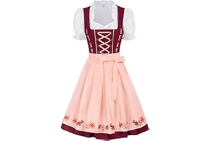 JASAMBAC Robe Dirndl 3 pièces pour Femme Oktoberfest Dirndl Robe Traditionnelle Dirndl Carnaval Fête de la bière Costume de fête