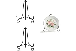 UCLEVER Järntallrikstativ 14,5 cm, 2 stycken svart metall järn staffli display stativ tallrikshållare stativ för skål tallrik för hemtextilier