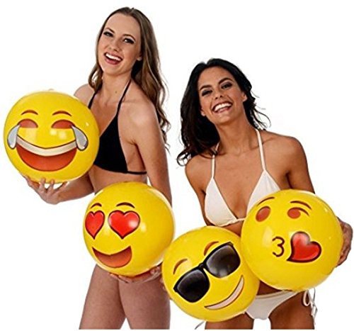 Emoji Inflatable Beach Ball Outdoor Fun Sport Toy Ball/ 2 PCS