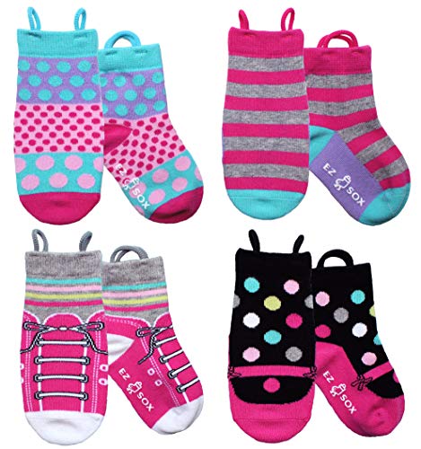 Ez Sox Medias para chicas, Rosa, Sneakers, Maryjanes, Stripes, Polkadots, 3-5 años