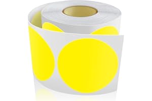 MEITAAT 500 pegatinas redondas de 50 mm, código de colores, círculo, rollo de puntos marcadores, color amarillo