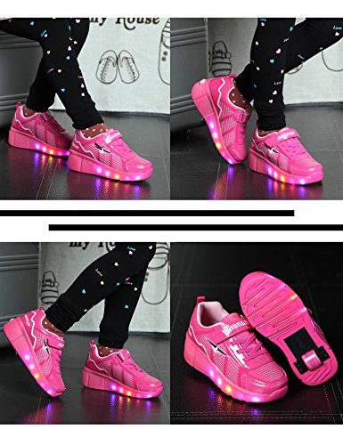 Mr.Ang Skateboard Schuhe mit LED 7 Farbe Farbwechsel Lichter blinken Räder SchuheTurnschuhe Jungen und Mädchen Flügel-Art Rollen Verstellbare neutral Kuli Rollschuh Schuhe - 2