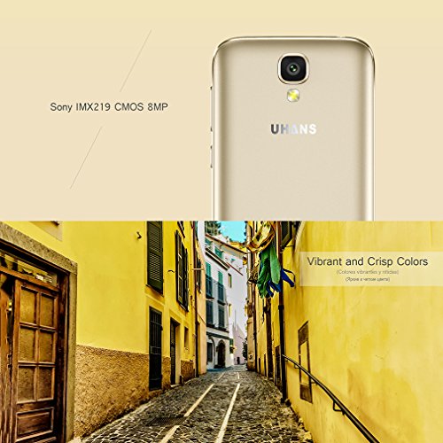 UHANS A101S Android 6.0 5.0 pulgadas 3G Smartphone MTK6580 Cuadrángulo 1.3GHz 2GB RAM 16GB ROM Proximity Sensor Bluetooth 4.0 Dual SIM Card Dual Standby (oro)