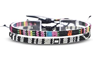 Made by Nami Cavigliera Surfer Set di 2 Uomo e Donna - Cavigliera Sottile Boho Hippie Etnico - Accessori Fatti a Mano per Festa in Spiaggia - Impermeabile e Regolabile (nero & nero-rosa)