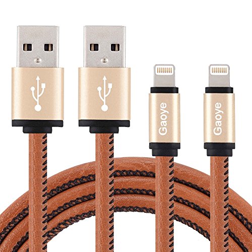 iPhone Ladegerät, USB Kabel Gaoye Lightning Kabel L1 Leder Blitzschnelle Daten Synchronisierungs Ladekabel 3.3ft für Apple iPhone 5 5s 5c 6 6s 6 plus 7 7plus iPad (2 Pack)