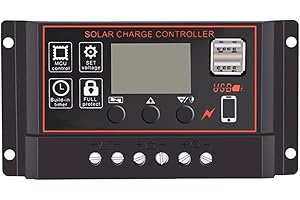 Funfob 100A ContrôLeur de Charge Solaire ContrôLeur de Panneau Solaire 12V 24V Affichage LCD RéGulateur de Batterie de Panneau Solaire avec Port USB