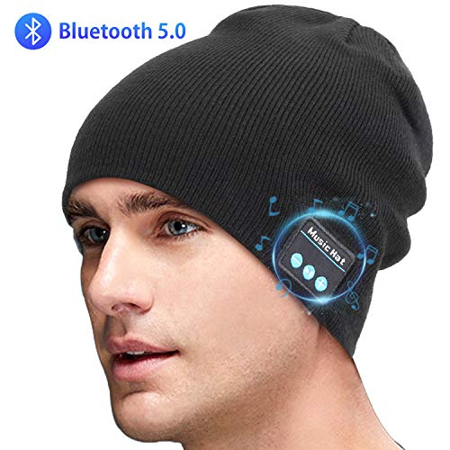 Sminiker Bluetooth Beanie V5.0 Bluetooth Hat Wireless Bluetooth Knit Cap Hands-Free Headphones Beanie Washable Bluetooth Headphone Hat Gift for Men &Women?Grey?