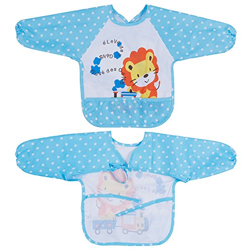 Lictin 2 Set Lätzchen Lätzchen mit Ärmeln Baby Lätzchen Ärmellätzchen Baby Ärmellätzchen Lätzchen Baby Lätzchen wasserdicht - 4