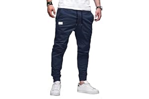PADOLA Pantalon Cargo Homme Coton Pantalons de Travail Taille Elastique Chino Pantalon avec Multipoches Slim Fit Jogging Pantacourt Cordon de Serrage Uni Pantalons