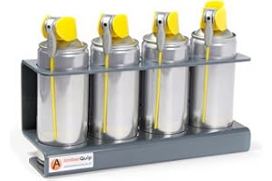 Amberquip Storage Holder for Spray Cans. Holds 4x Aerosol Cans. Wall Mount. Ideal Organiser for Workshop & Van. Grey. 100% RUSTPROOF