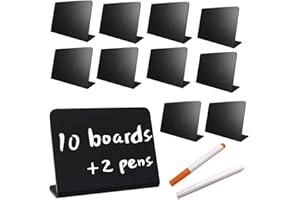 WHATUNEED Standing Mini Chalkboard Signs, Acrylic Chalk Sign for Food - Easy to Write and Wipe Out - for Liquid Chalk Markers & Chalk - Small Plastic Message -Table Numbers Food Labels