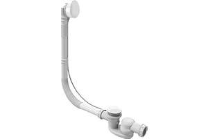 Jacob Delafon - Desagüe con sifón extra-plano y rebosadero regulable, Blanco Ref. E6D015-00