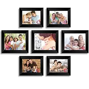 Baba handicrafts Collage Photo Frames (Set of 7, Wall Hanging) (Black)