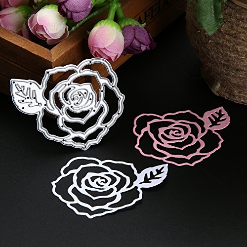 Amazingdeal365 Roseblumen Metall Form Schablonen Schneiden DIY Dekor Sammelalbum Karten Buchzeichen Lesezeichen als Geschenk für Freunde Geburtstag Kinder,Kindergarten Hobby Schule Handarbeit Unterricht usw. Ein tolles Geschenk! - 3