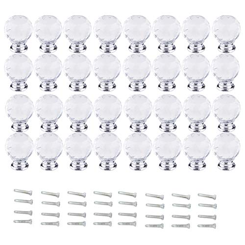 Preisvergleich Produktbild Sinbide Diamant Kristall Moebelknopf Schrankgriff Moebelgriffe Schubladen Runden Knöpfe Griff Knopf Schrankknopfe Türgriff-Sets (32)