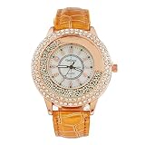 Souarts Damen Schmetterling Kunstleder Treibsand Armbanduhr mit Strass Quartzuhr Analog mit Batterie Gelb