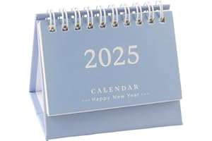 Tabanzhe Mini Desk Calendar 2025 Tabletop Flip Calendar 15 Months Standing Small Cute Calendar Monthly Schedule Planner Time Manager for Home Office School Student(Blue)