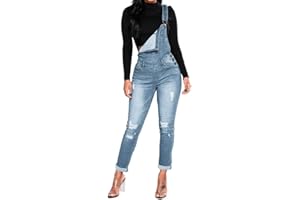 ORANDESIGNE Damen Denim Bib Overalls Lässig Stretch Verstellbar Denim Lätzchen Overall Jeans-Hosen Frauen Lässig Weites Bein Baggy Jumpsuits mit Taschen