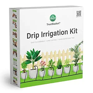 TrustBasket Drip Irrigation kit for 50 Plants | Manual DIY Drip Irrigation System for Home Gardening and Lawn| Water flow controlling drippers | Conserves water