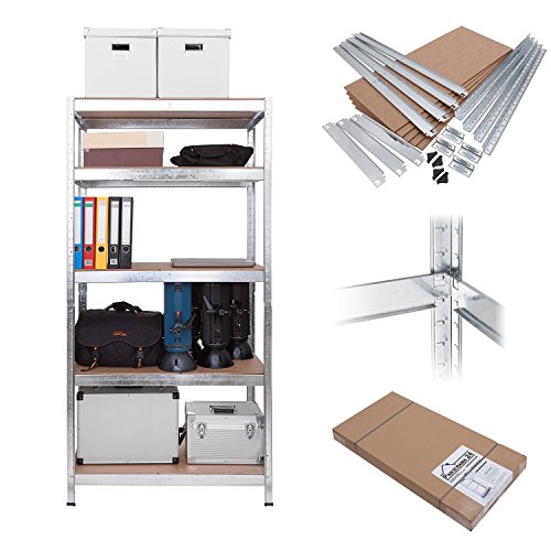 Lagerregal verzinkt belastbar bis 350 kg – Maße: 170 x 80 x 30 cm Regal Steckregal Kellerregal Werkstattregal Schwerlastregal - 3