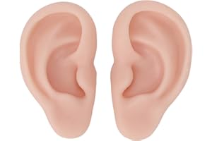 LUQEEG Modelo de oreja humana de simulación de silicona suave, 1 par de orejas falsas flexibles, partes del cuerpo realistas para práctica de perforaciones y exhibición de joyas