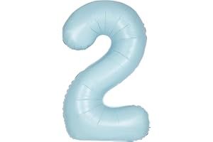 UNIQUE Giant Foil Number 2 Balloon - 86 cm - Matte Baby Blue