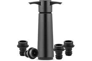 KOMUNJ Pompa Salvavino, Tappo Sottovuoto per Vino, Pompetta con 4 Tappi Ermetici, Kit di Tappi per Vino Sottovuoto, Riutilizzabile, Preserva il Vino Rosso e Bianco