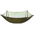 Kuber Industries Camping Hammock with Mosquito Net | Portable Hammocks with Tree Straps | Swing Sleeping Hammock Bed with Net | Nylon Hammock for Indoor - Outdoor | Green