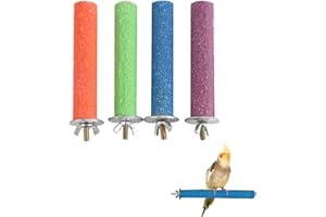 QEDBOJE 4 Unidades Perca de Pájaro, Perchas de Loro, Juguete para Aves, Jaulas de Pájaro, Palos de Soporte de Madera, Molienda de Patas, Colorido
