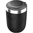 Car Ashtray, LYCXAMES Portable Stainless Steel Vehicle Smokeless Ashtray Cigarette with Lid & LED Illuminated for Cars Vans Outdoor Camping, Black